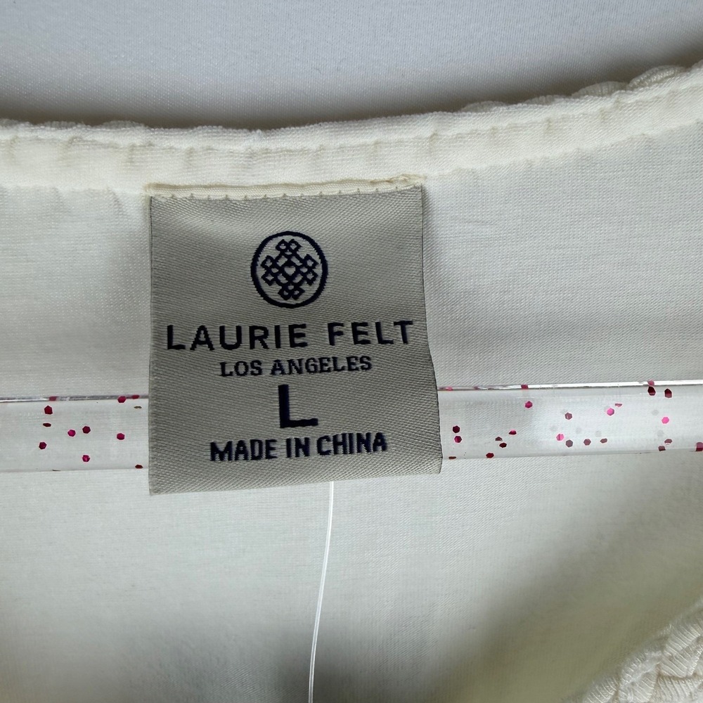 Laurie Felt Top Large Ivory Braided V-Neck Boho Chic Coastal Grandma Soft Bamboo - Picture 9 of 9
